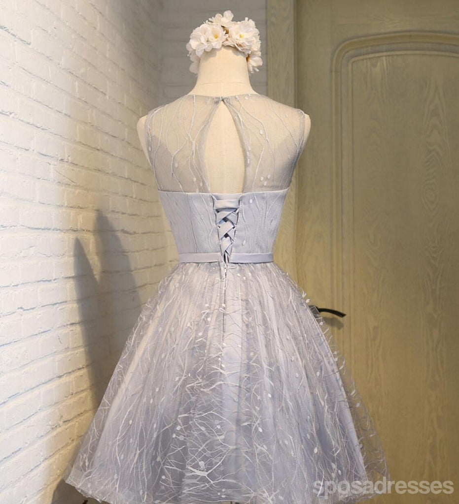 Scoop Neckline Open Back Lace Cute Homecoming Prom Dresses, Affordable Short Party Prom Sweet 16 Dresses, Perfect Homecoming Cocktail Dresses, CM335