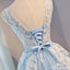 See Through Light Blue Skirt Ivory Lace Homecoming Prom Dresses, Cheap Homecoming Dresses, CM278