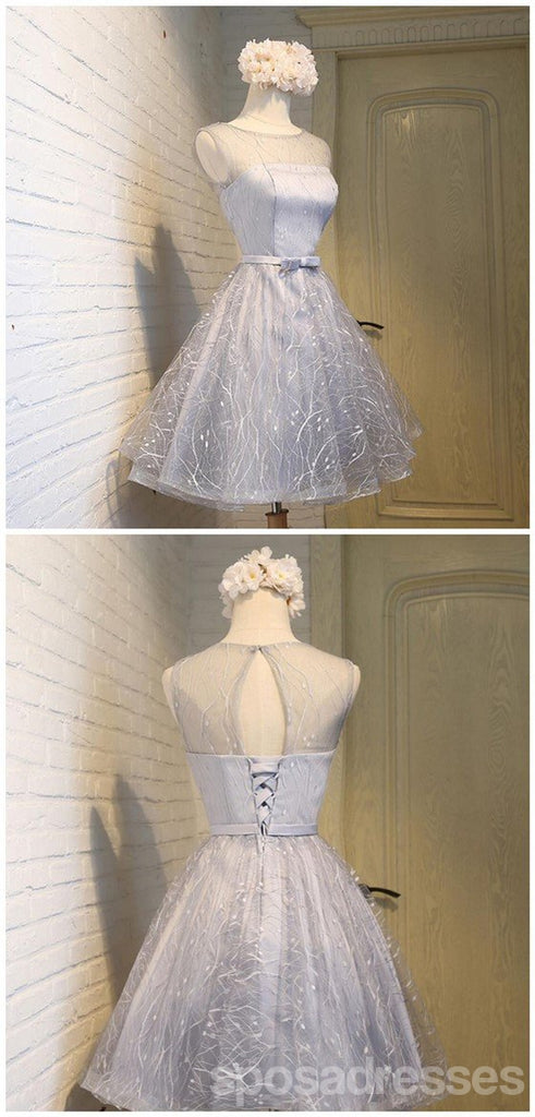 Scoop Neckline Open Back Lace Cute Homecoming Prom Dresses, Affordable Short Party Prom Sweet 16 Dresses, Perfect Homecoming Cocktail Dresses, CM335