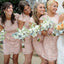 Fashion Cap Sleeve Open Back Small Round Neck Blush Pink Bridesmaid Dresses, WG116