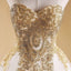 Sweetheart Gold Lace A-line Long Evening Prom Dresses, Cheap Custom Sweet 16 Dresses, 18527