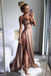 Simple Sexy Side Slit V Neck Affordable Long Evening Prom Dresses, 17457
