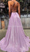 Simple Lilac Spaghetti Straps Cheap Long Evening Prom Dresses, Evening Party Prom Dresses, 12225