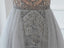 Short Sleeve Heavily Beaded Grey Long Cheap Evening Prom Dresses, Evening Party Prom Dresses, 12327
