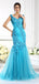 Sexy Mermaid Sleeveless Blue Long Prom Dresses, Sweet 16 Prom Dresses, 12355