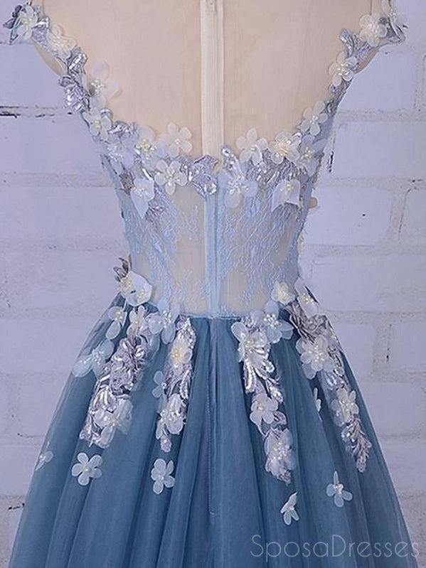 Sexy A-line Tulle Sleeveless Cheap Long Prom Dresses, Sweet 16 Prom Dresses, 12363