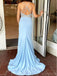 Sheath V Neck Side Slit Long Prom Dresses, Sweet 16 Prom Dresses, 12443