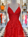 A-line Lace Applique V Neck Sleeveless Prom Dresses, Sweet 16 Prom Dresses, 12452
