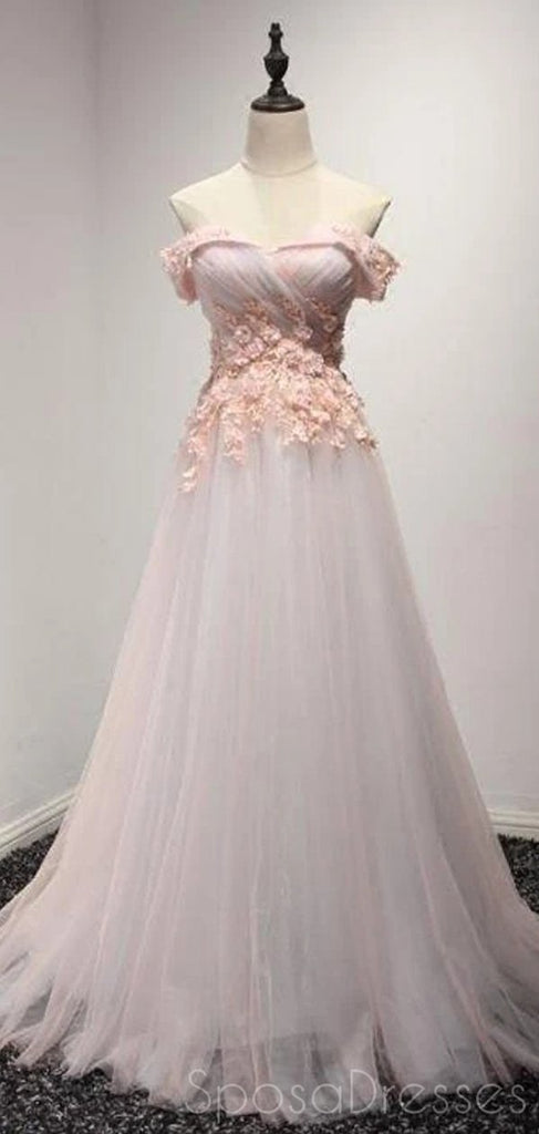 Elegant Tulle Applique Off The Shoulder Prom Dresses, Sweet 16 Prom Dresses, 12494