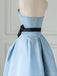 Simple A-line Strapless Blue Long Prom Dresses, Sweet 16 Prom Dresses, 12498