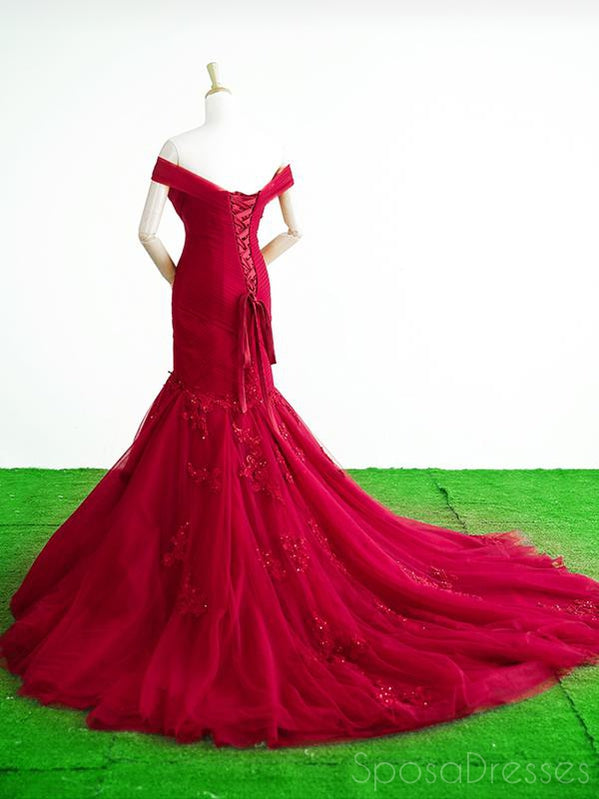 Mermaid Off The Shoulder Applique Prom Dresses, Sweet 16 Prom Dresses, 12505