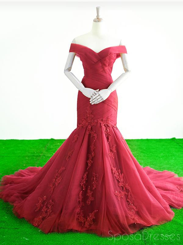 Mermaid Off The Shoulder Applique Prom Dresses, Sweet 16 Prom Dresses, 12505