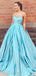 Simple A-line Strapless Long Prom Dresses, Sweet 16 Prom Dresses, 12513