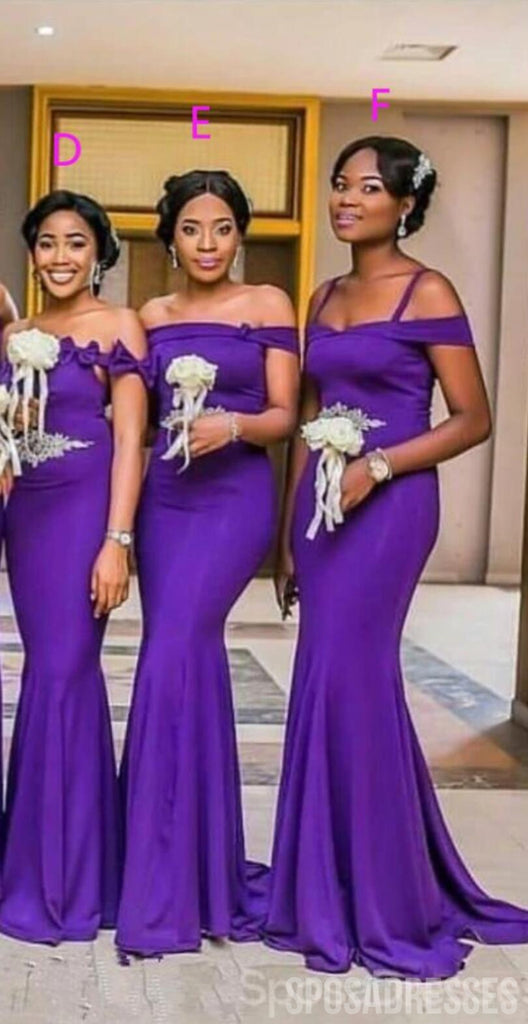 Mismatched Burgundy Mermaid Cheap Long Cheap Bridesmaid Dresses Online, WG934