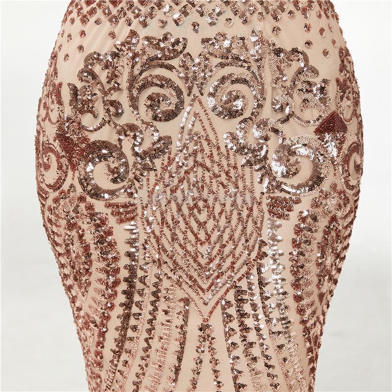 Illusion Gold Sequin Sparkly Mermaid Long Evening Prom Dresses, Evening Party Prom Dresses, 12012