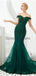 Emerald Green Lace Applique Mermaid Evening Prom Dresses, Evening Party Prom Dresses, 12128