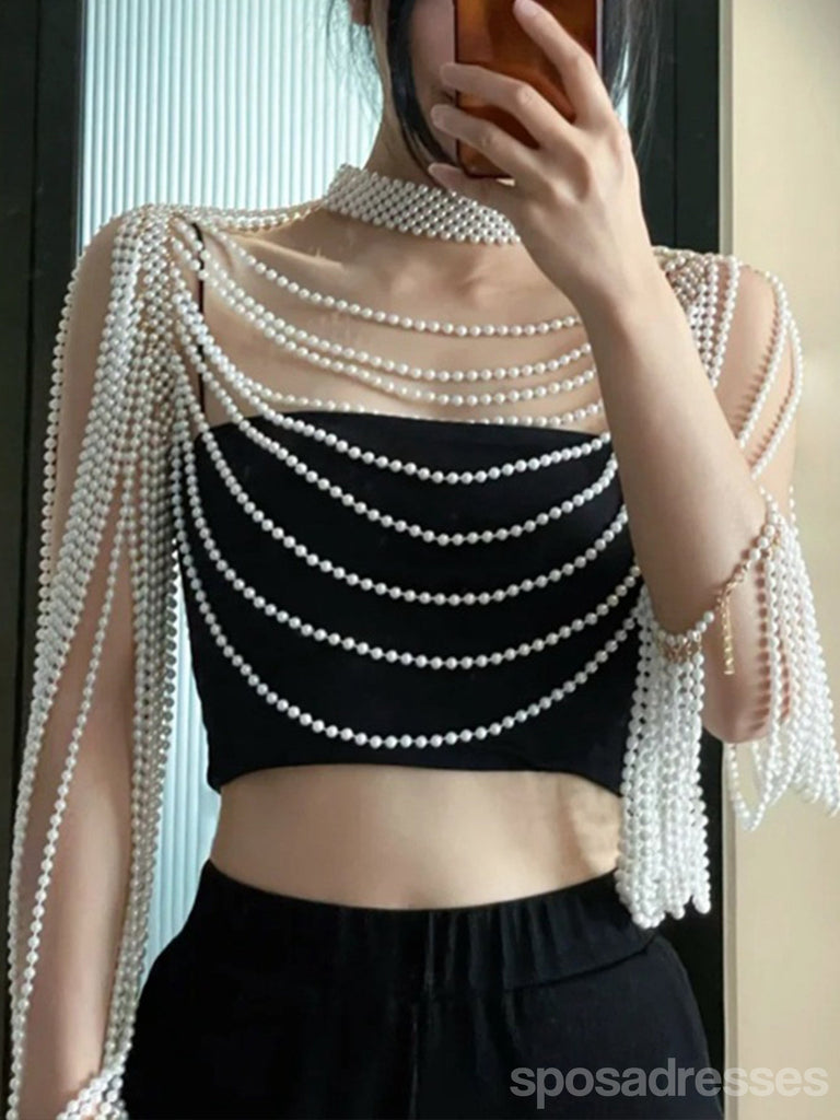Light Luxury Beaded Shawl Pearl Shoulder Chain , VG67