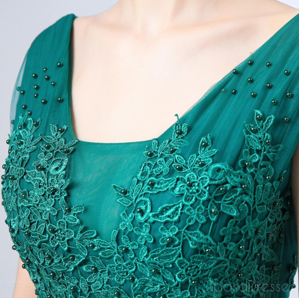 V Neck Peach Lace Cheap Long Evening Prom Dresses, Cheap Custom Sweet 16 Dresses, 18512