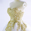 Sweetheart Gold Lace Applique A-line Wedding Dresses, Cheap Wedding Gown, WD710