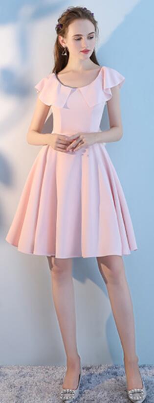 Blush Pink Short Mismatched Simple Cheap Bridesmaid Dresses Online, WG515
