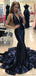 Sparkly Sequin Mermaid Navy Halter Long Evening Prom Dresses, Cheap Sweet 16 Dresses, 18439