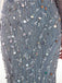 Long Sleeves Grey Rhinestone Heavily Beaded Mermaid Evening Prom Dresses, Evening Party Prom Dresses, 12038