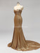 Gold Sequin One Shoulder Mermaid Long Cheap Bridesmaid Dresses Online, WG596