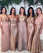 Custom Sparkly Mismatched Sequin Long Bridesmaid Dresses, BD103