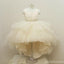 Ivory Satin Top Rhinestone Belt Hi-low Tulle Flower Girl Dresses,  Cheap Little Girl Dresses, FG028