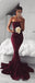 Strapless Maroon Mermaid Evening Prom Dresses, Long Simple Party Prom Dresses, 17123