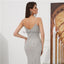 Spaghetti Straps Grey Beaded Mermaid Evening Prom Dresses, Evening Party Prom Dresses, 12084