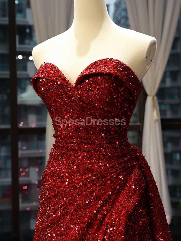 Sweetheart Red Sequin Sparkly Long Evening Prom Dresses, Evening Party Prom Dresses, 12231