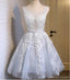See Through Grey Lace Homecoming Prom Dresses, Affordable Short Party Prom Dresses, Perfect Homecoming Dresses, CM285