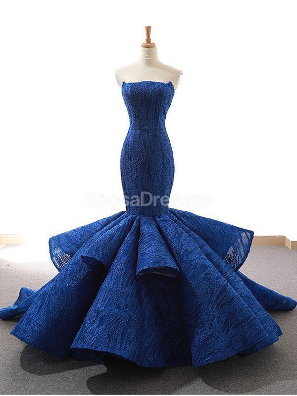 Unique Lace Red Mermaid Long Evening Prom Dresses, Evening Party Prom Dresses, 12261