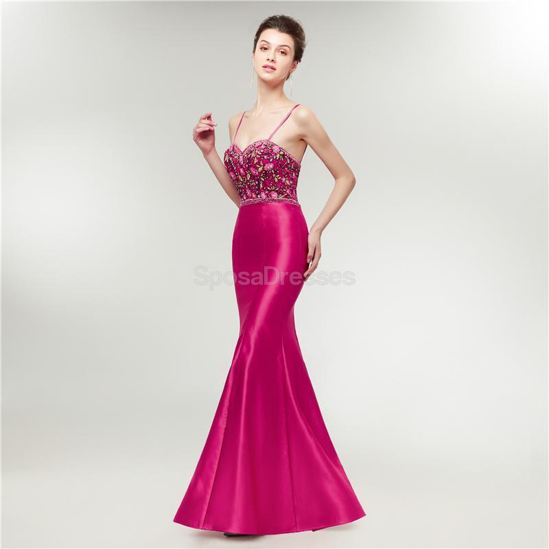 Fuchsia Mermaid Evening Prom Dresses, Evening Party Prom Dresses, 12019