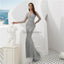 Long Sleeves Grey Heavily Beaded Mermaid Evening Prom Dresses, Evening Party Prom Dresses, 12097