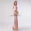 V Neck Rose Gold Sequin Mermaid Evening Prom Dresses, Evening Party Prom Dresses, 12113