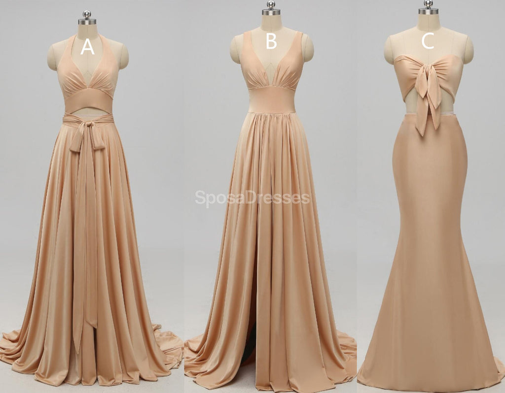 Teal V Neck Side-Slit Cheap Long Bridesmaid Dresses Online, WG298