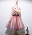 Long Sleeve Hand Made Flower Cute Homecoming Prom Dresses, Affordable Short Party Prom Dresses, Perfect Homecoming Dresses, CM322
