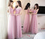 Pink Lace Tulle Long Bridesmaid Dresses, Cheap Bridesmaid Dresses, BD002