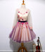 Long Sleeve Hand Made Flower Cute Homecoming Prom Dresses, Affordable Short Party Prom Dresses, Perfect Homecoming Dresses, CM322
