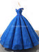 Off Shoulder Sparkly Blue Ball Gown Evening Prom Dresses, Evening Party Prom Dresses, 12262