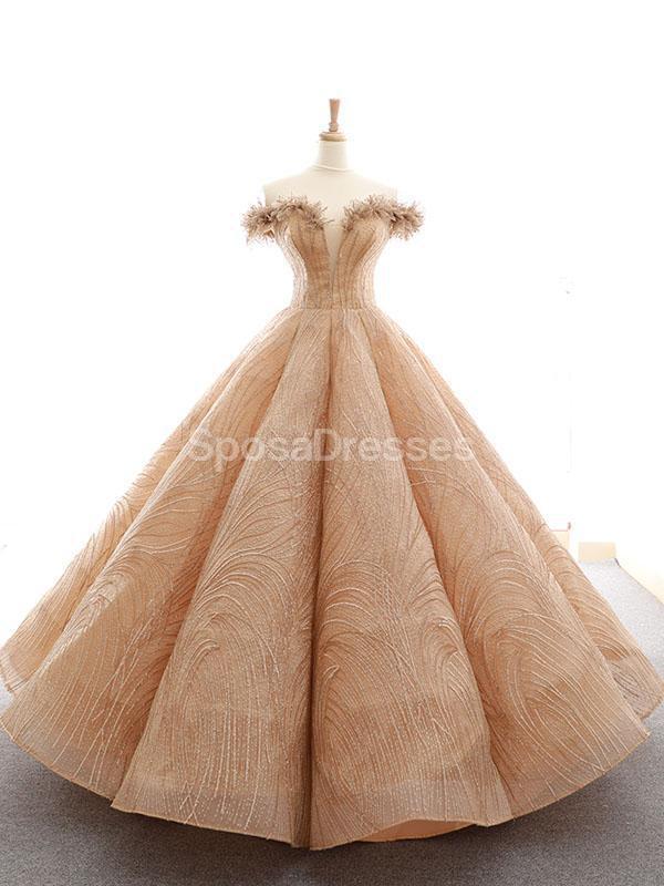 Off Shoulder Sparkly Blue Ball Gown Evening Prom Dresses, Evening Party Prom Dresses, 12262