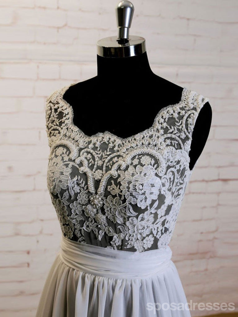 See Through V Neck  Simple Custom Cheap Beach Wedding Dresses, WD318