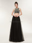 Two Pieces Black Tulle Evening Prom Dresses, Evening Party Prom Dresses, 12023
