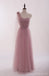 Mismatched Elegant Dusty Pink Soft Tulle Long Bridesmaid Dresses,BD013