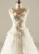 Round Neckline See Through Handmade Flower A line Wedding Dresses, Custom Made Wedding Dresses, Cheap Wedding Gowns, WD217