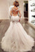 Long Sleeve Lace Mermaid Wedding Dresses,  See Through Long Custom Wedding Gowns,17101