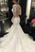 Long Sleeve Lace Mermaid Wedding Dresses,  See Through Long Custom Wedding Gowns,17101