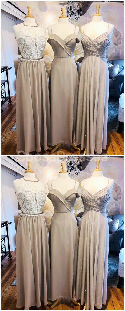 Mismatched Champagne Long Bridesmaid Dresses Online, Cheap Dresses, WG699